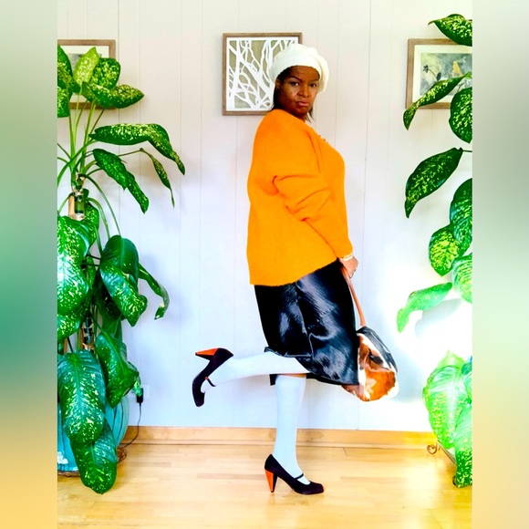 ✨ H & M✨ Tangerine Oversized High-Low Crew Neck Sweater - Picture 8 of 10